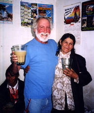 California Native founder, Lee Klein, chugging chicha with villagers in a Peruvian chicheria
